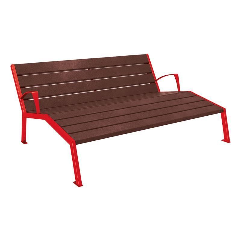 Liegestuhl aus Kunststoff und Stahlstreben - mit Armlehnen - 808 x 1.800 mm (HxB) - Farbe enzianblau - Parkbank - Gartenbank