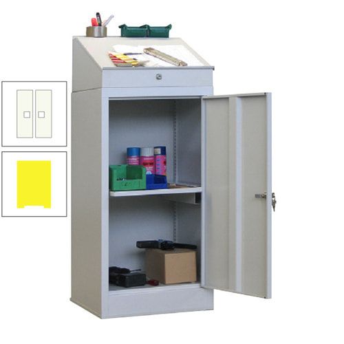 Stehpult mit Schrank - Vollblechtür - Zylinderschloss - 1 Ausziehboden - 1.270x500x500 mm (HxBxT) - anthrazitgrau