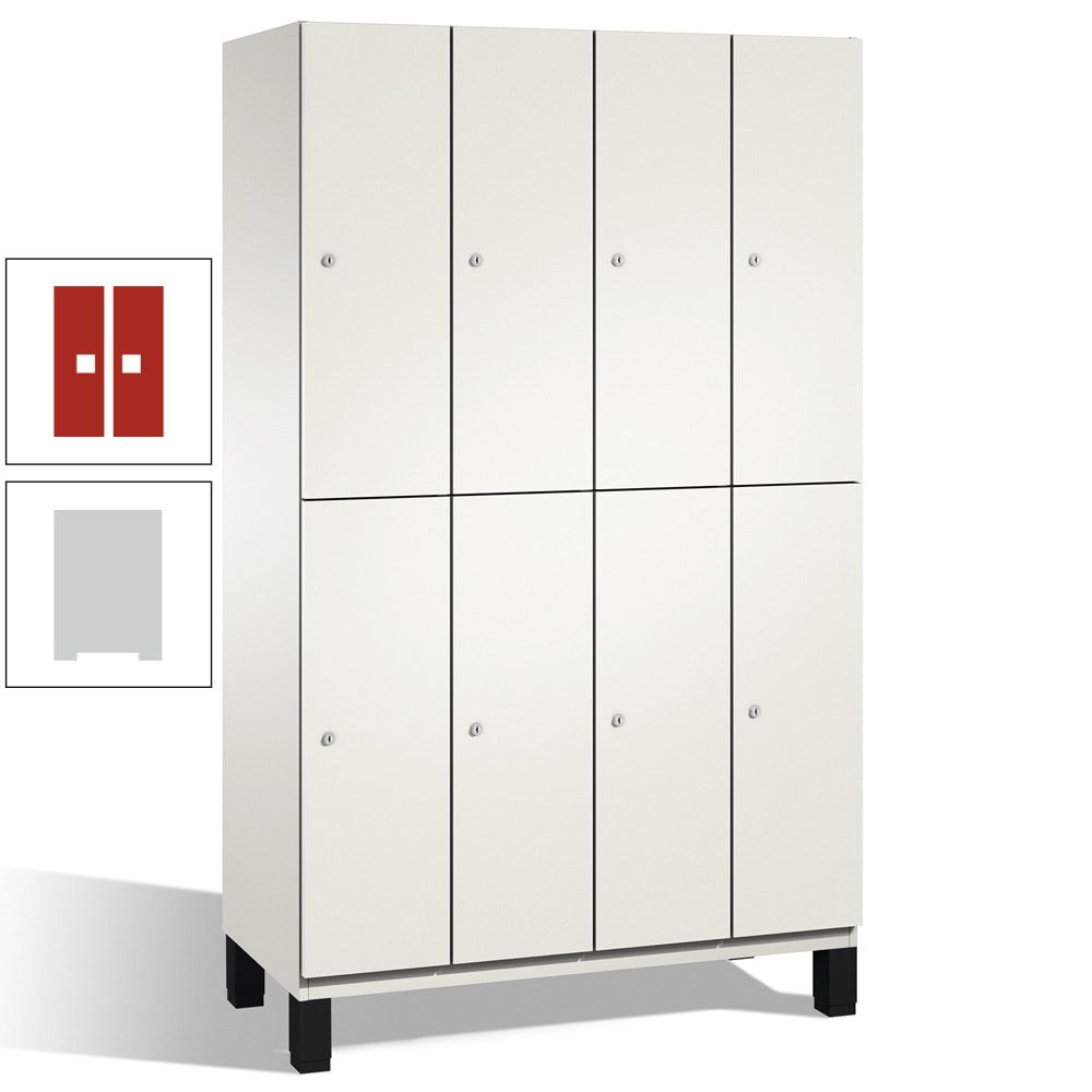 Fächerschrank, Stahlschrank, doppelstöckig, 8 Fächer, mit Füßen, Korpus enzianblau, Tür Fernblau, 1.980 x 1.200 x 525 mm (HxBxT)