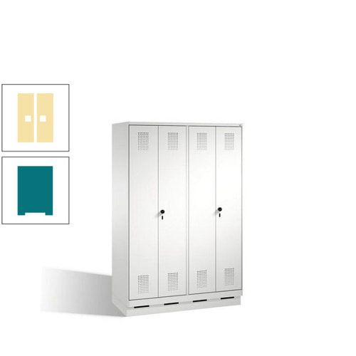 Doppel-Spind, Doppeltüren, Garderobenschrank mit Sockel, 4 Abteile a 300 mm, Korpus anthrazitgrau, Tür anthrazitgrau, 1.800 x 1.200 x 500 mm (HxBxT)