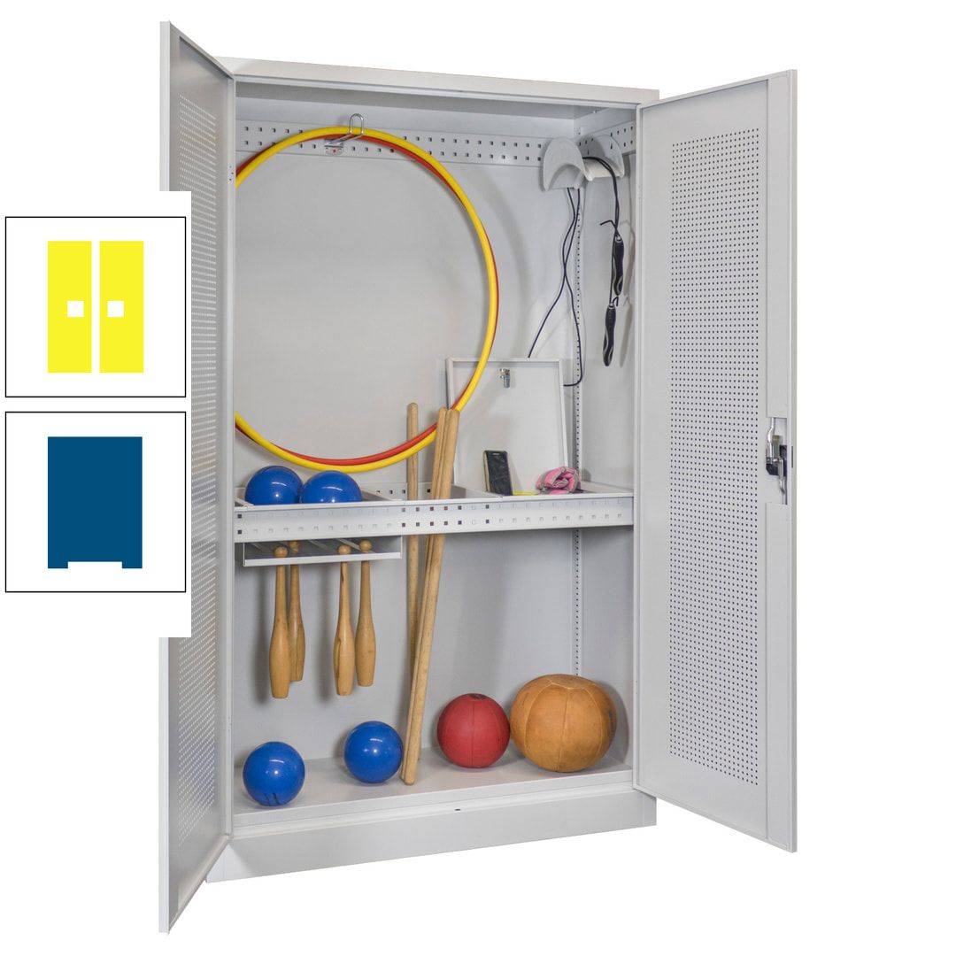 Sportschrank - Lochfeldtüren - Variante 1 - 1.950x1.200x500 mm (HxBxT) - anthrazitgrau