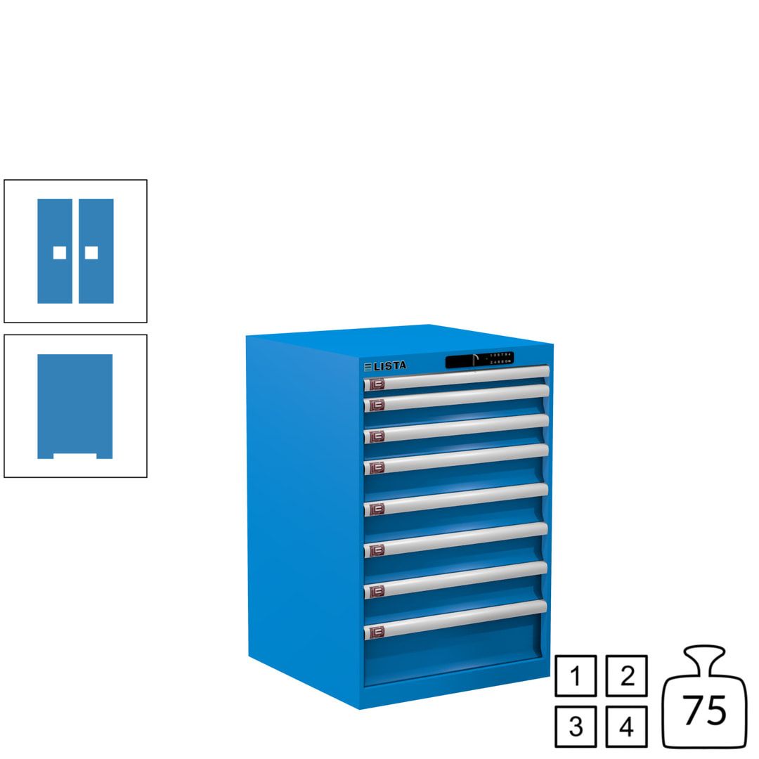 Lista Schubladenschrank - 14.250.010 - 850x564x572 mm (HxBxT) - 8 Schubladen - 75 kg - Key Lock - lichtblau (RAL 5012)