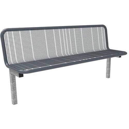 Parkbank, Drahtgitterbank zum Einbetonieren, thermoisoliert, Selbstreinigung, mit Rückenlehne, 874 x 1.795 x 430 mm (HxBxT), Eisenglimmer