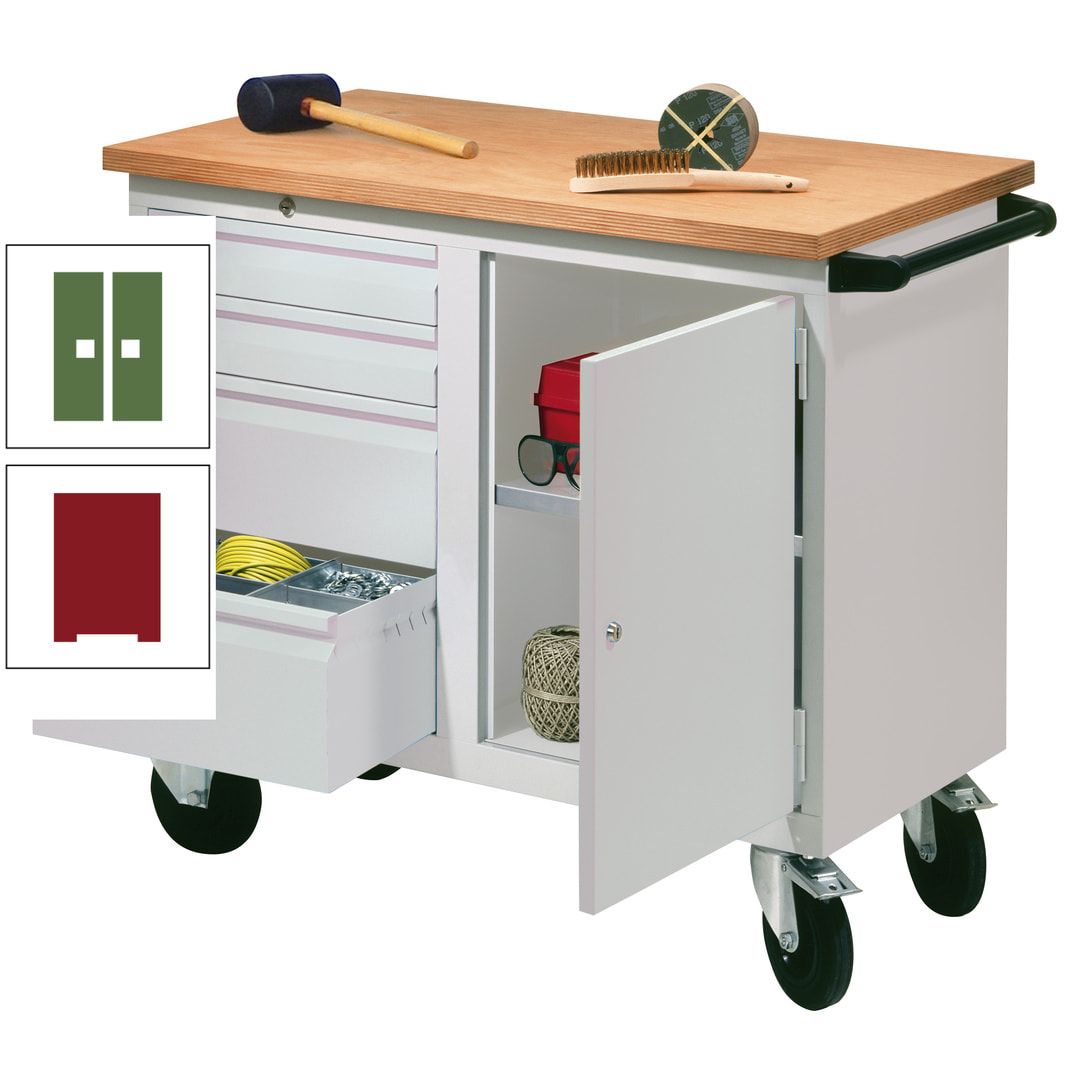 Mobile Werkbank - Werkstattwagen - 915 x 1.090 x 600 mm - 4 Schubladen und Schrankfach - anthrazitgrau