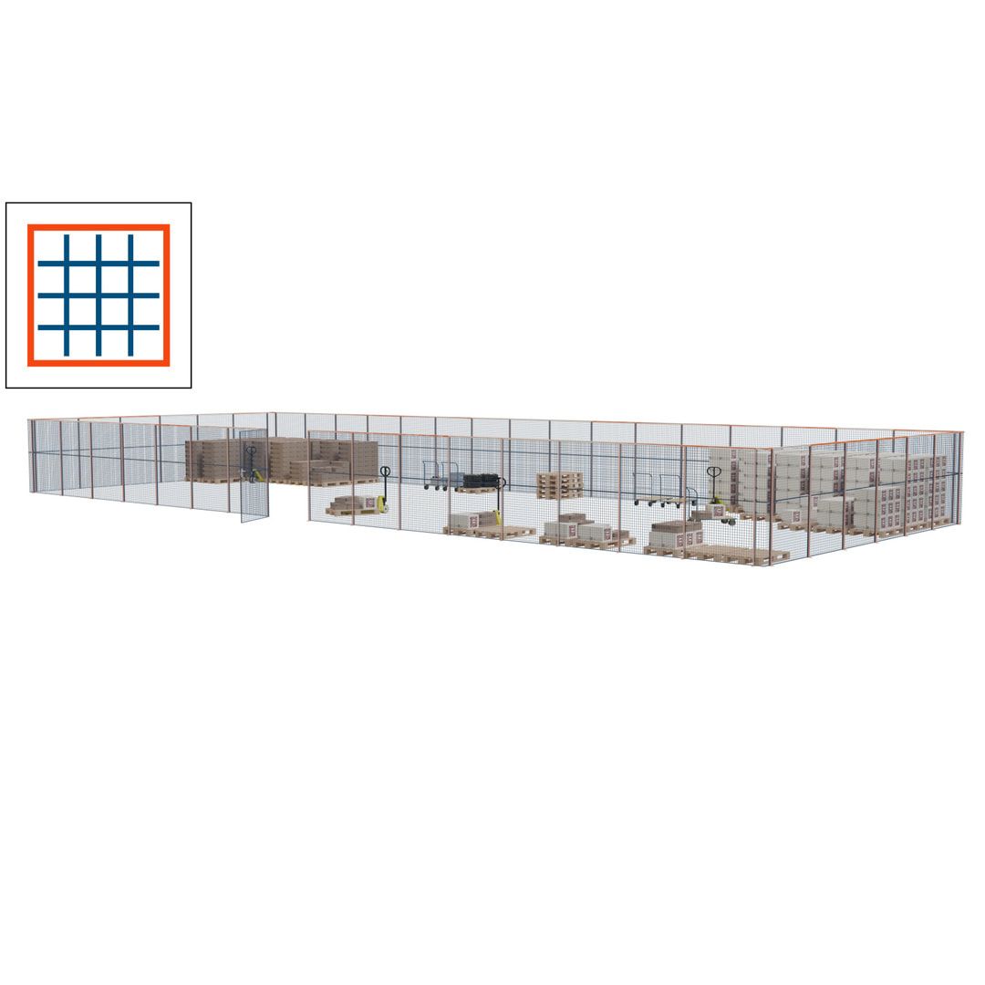Maschinen Schutzgitter - Hallentrennwand - Sicherheitszaun - Tür - 66 m - 2.200 x 24.400 x 9.400 mm (HxBxT) - enzianblau