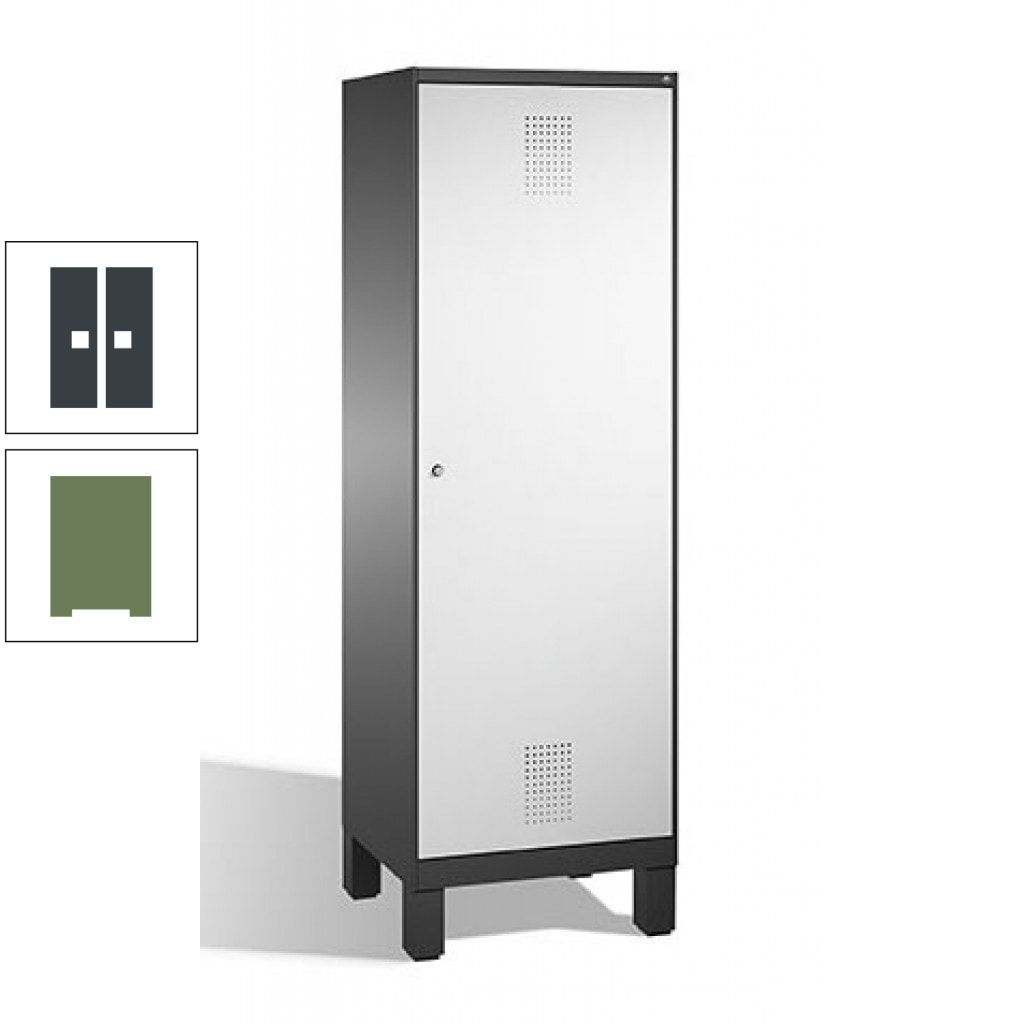 Doppel-Spind, Garderobenschrank, 1 Tür für 2 Abteile a 300 mm, Korpus anthrazitgrau, Türen anthrazitgrau, 1.850 x 600 x 500 mm (HxBxT)