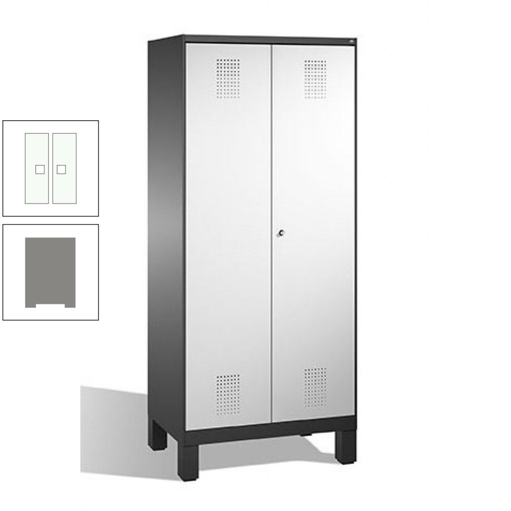 Mehrzweckschrank, Doppeltüren, auf Füßen, 2 Abteile a 400 mm, Korpus anthrazitgrau, Tür anthrazitgrau, 1.850 x 800 x 500 mm (HxBxT)