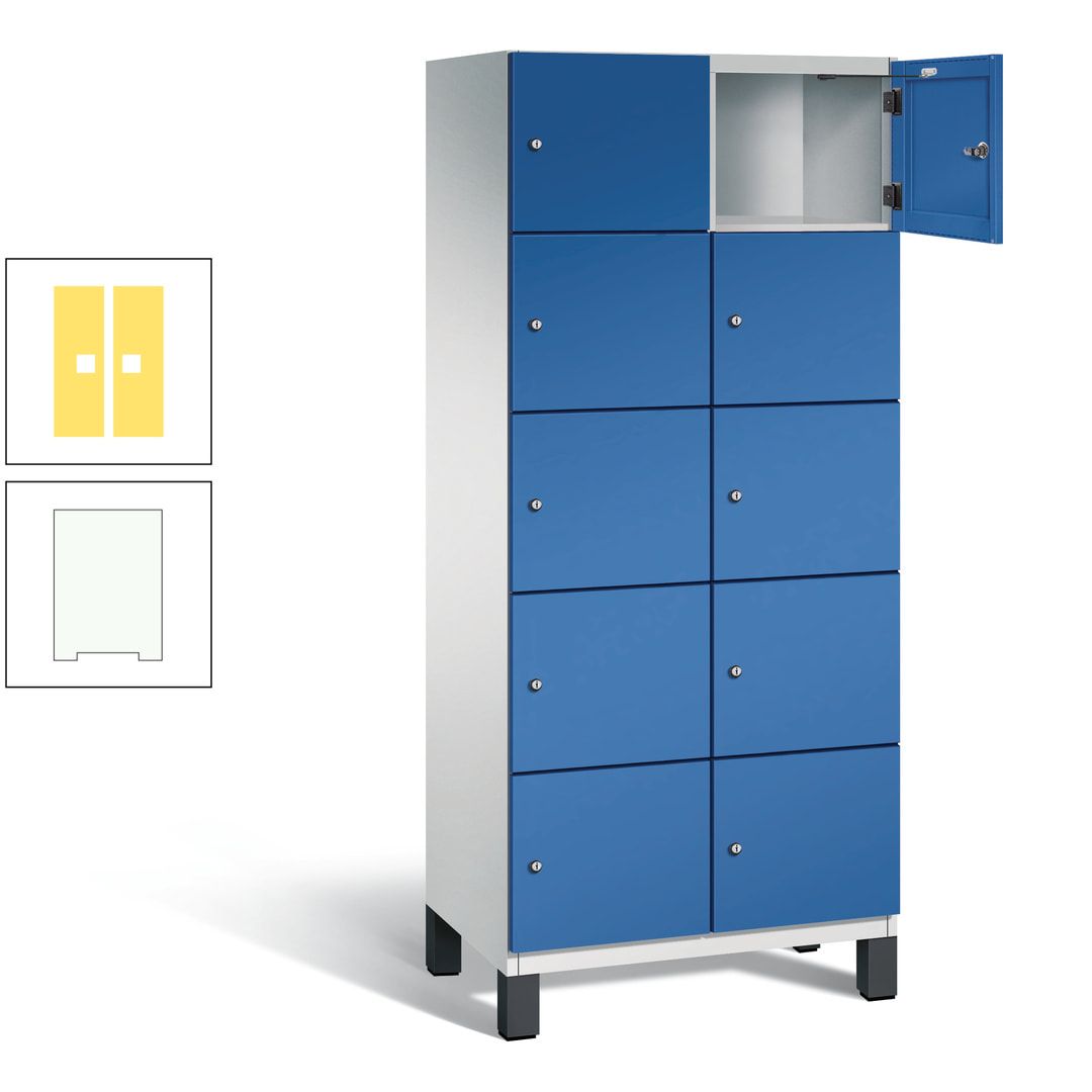 Fächerschrank, Stahlschrank, 10 Fächer, Türöffnungsbegrenzer, Füße, 1.980 x 800 x 525 mm (HxBxT), Korpus anthrazitgrau, Front anthrazitgrau