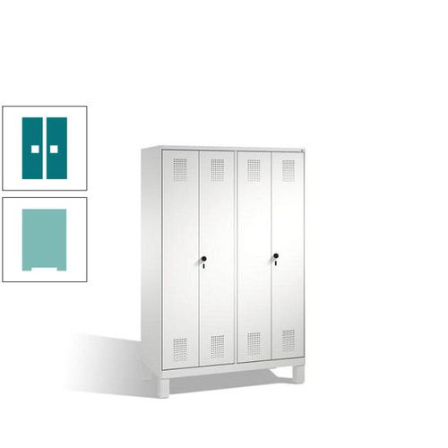 Doppel-Spind, Doppeltüren, Garderobenschrank mit Füßen, 4 Abteile a 300 mm, Korpus anthrazitgrau, Tür anthrazitgrau, 1.850 x 1.200 x 500 mm (HxBxT)