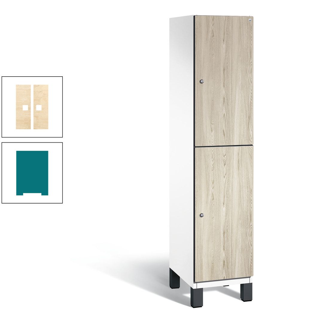 Fächerschrank, Garderobenschrank, mit Füßen, 1 Abteile, 1.980 x 400 x 525 mm (HxBxT), Korpus anthrazitgrau, Tür Donau-Ahorn