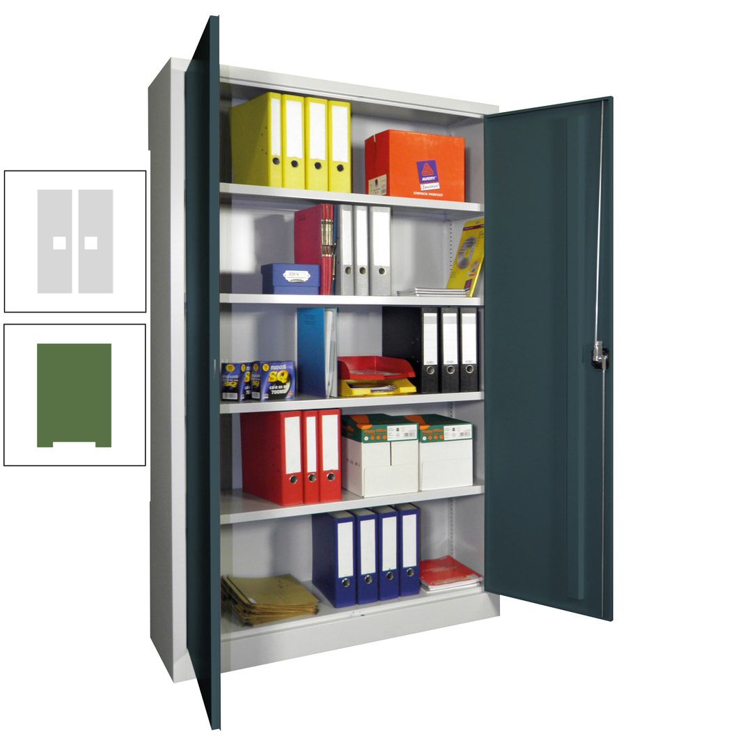 Aktenschrank - Vollblechtüren - 1.950x1.200x400 mm (HxBxT) - 4 Einlegeböden verzinkt - Zylinderschloss - anthrazitgrau