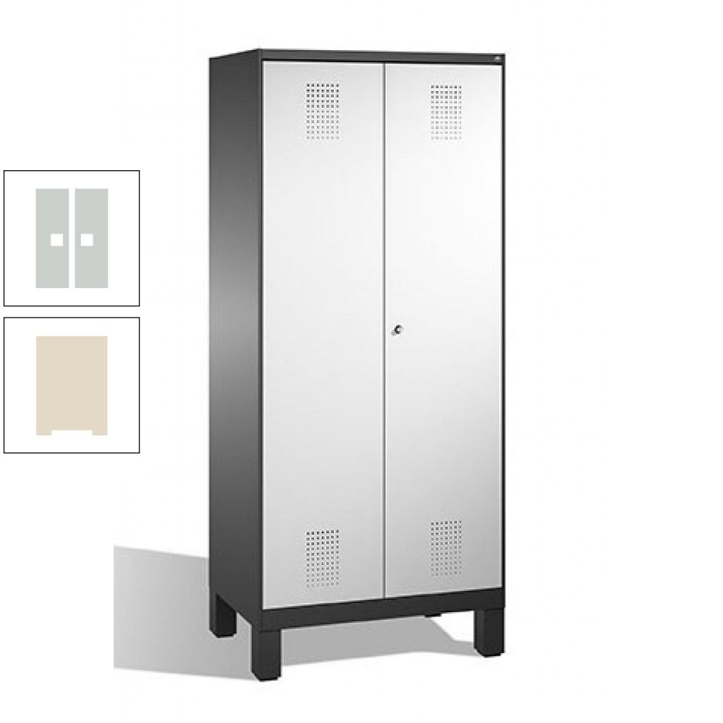 Mehrzweckschrank, Doppeltüren, auf Füßen, 2 Abteile a 400 mm, Korpus anthrazitgrau, Tür anthrazitgrau, 1.850 x 800 x 500 mm (HxBxT)