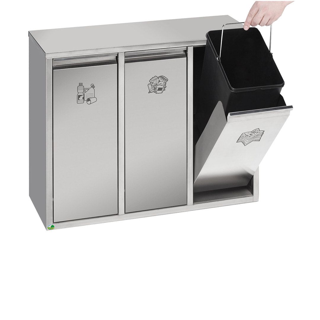 Wertstoffsammelstation - 21 l - 470 x 580 x 270 mm (HxBxT) - Edelstahl