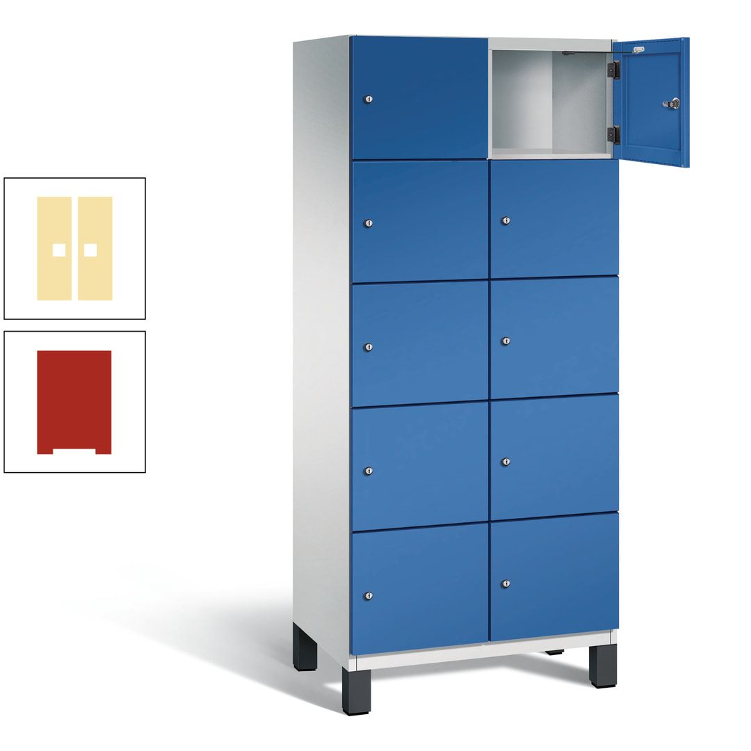 Fächerschrank, Stahlschrank, 10 Fächer, Türöffnungsbegrenzer, Füße, 1.980 x 800 x 525 mm (HxBxT), Korpus anthrazitgrau, Front anthrazitgrau