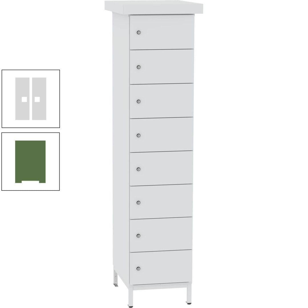 Akkuschrank, Batterieladeschrank, 8 Fächer, Schutzart IP54, Schuko, 1.855 x 400x 570 mm (HxBxT), Korpusfarbe anthrazitgrau, Frontfarbe anthrazitgrau