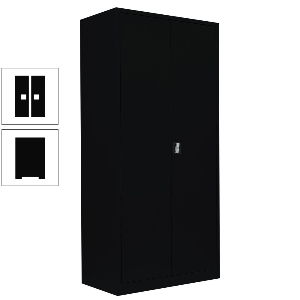 Aktenschrank, Büroschrank, abschließbar, Flügeltüren, 4 Fachböden, 1.950 x 925 x 422 mm (HxBxT), Stahl, Korpus und Türen in enzianblau