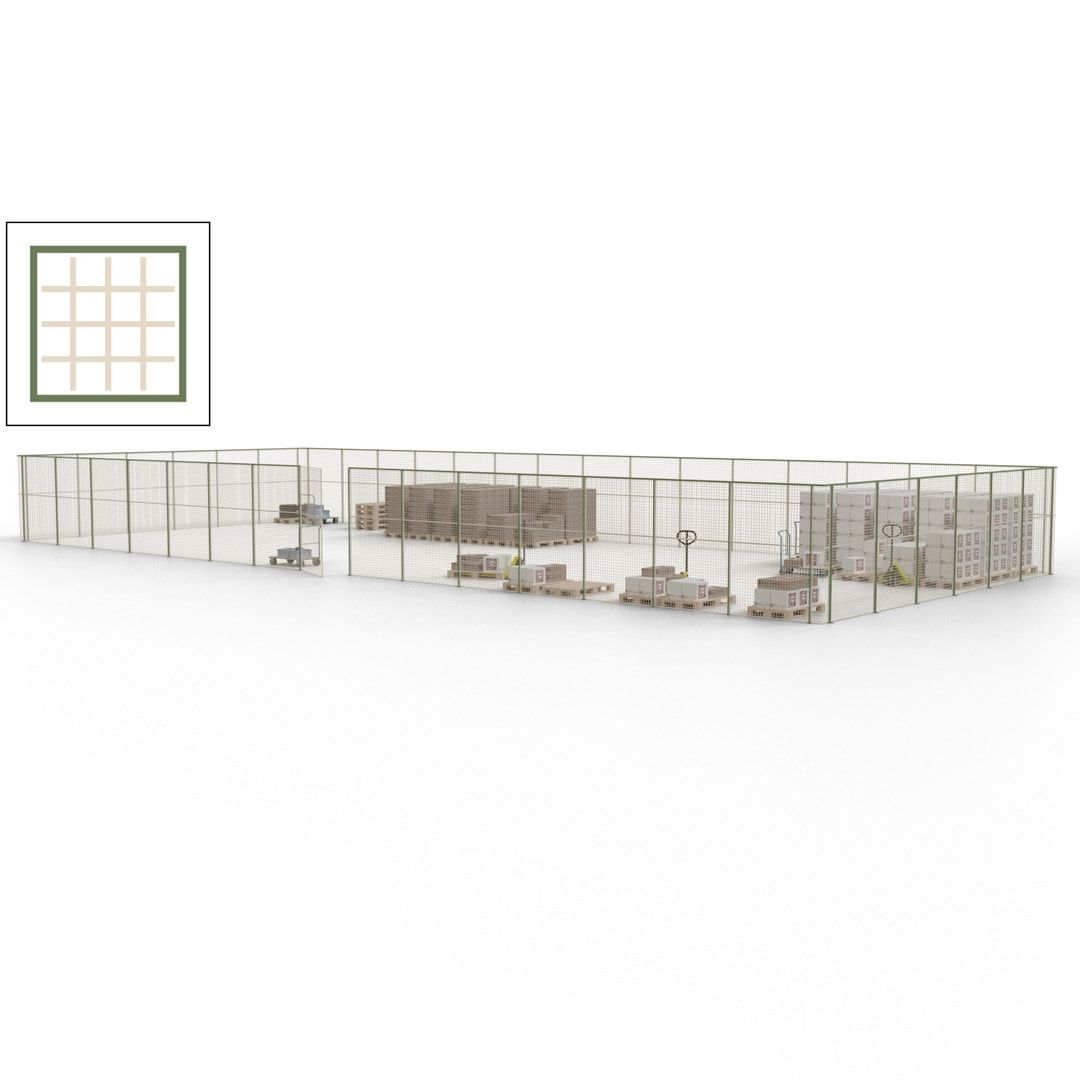 Maschinen Schutzgitter - Hallentrennwand - Sicherheitszaun - Tür - 63 m - 2.200 x 22.900 x 9.400 mm (HxBxT) - enzianblau