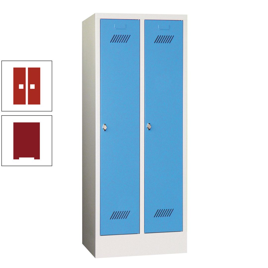 Spindschrank f. Schulen - mit Sockel - Höhe 1.600 mm - 2 Abteile a 300 mm - Drehriegel - anthrazitgrau