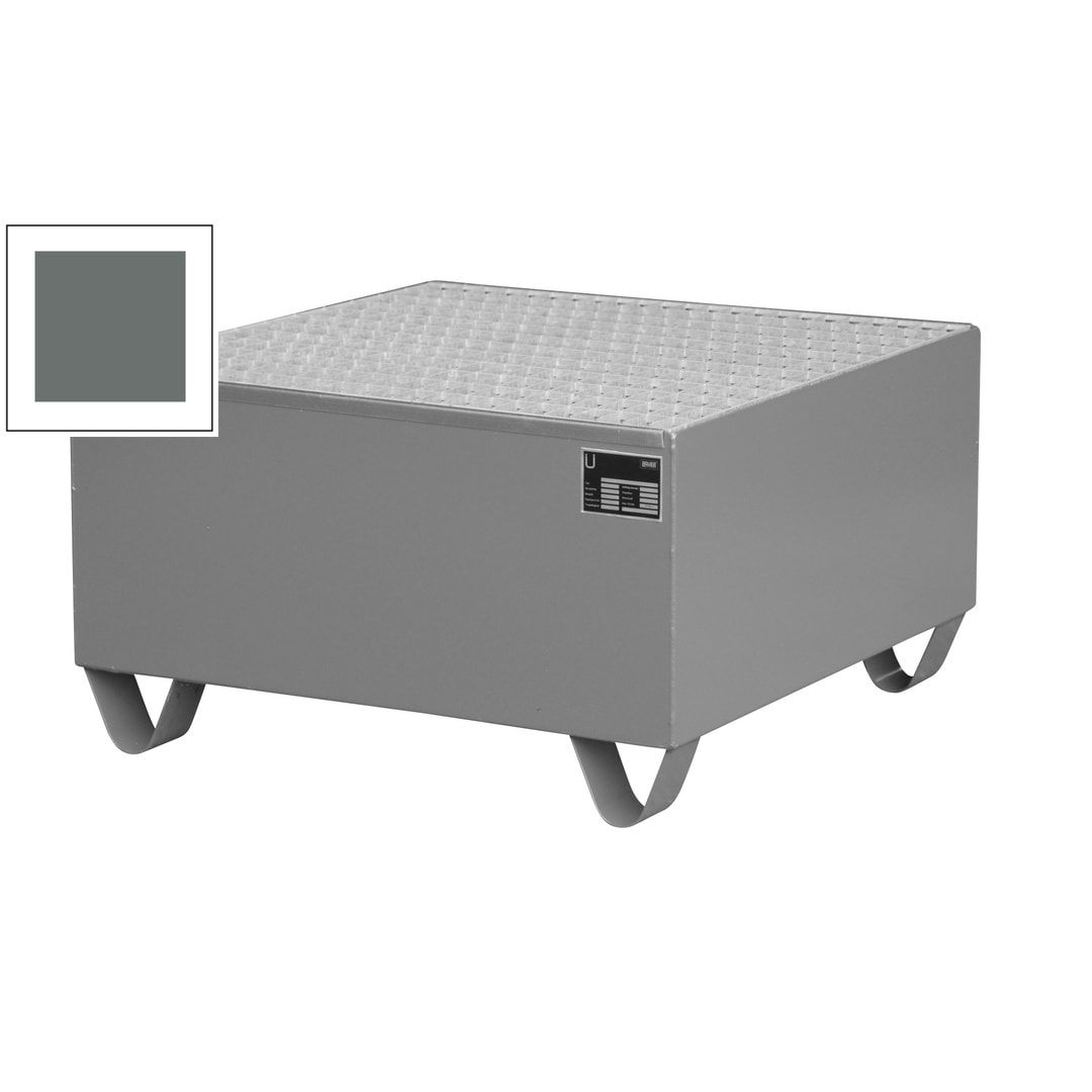 Auffangwanne - 800 x 800 mm (BxT) - 203 l - Füße - Gitterrost - feuerrot