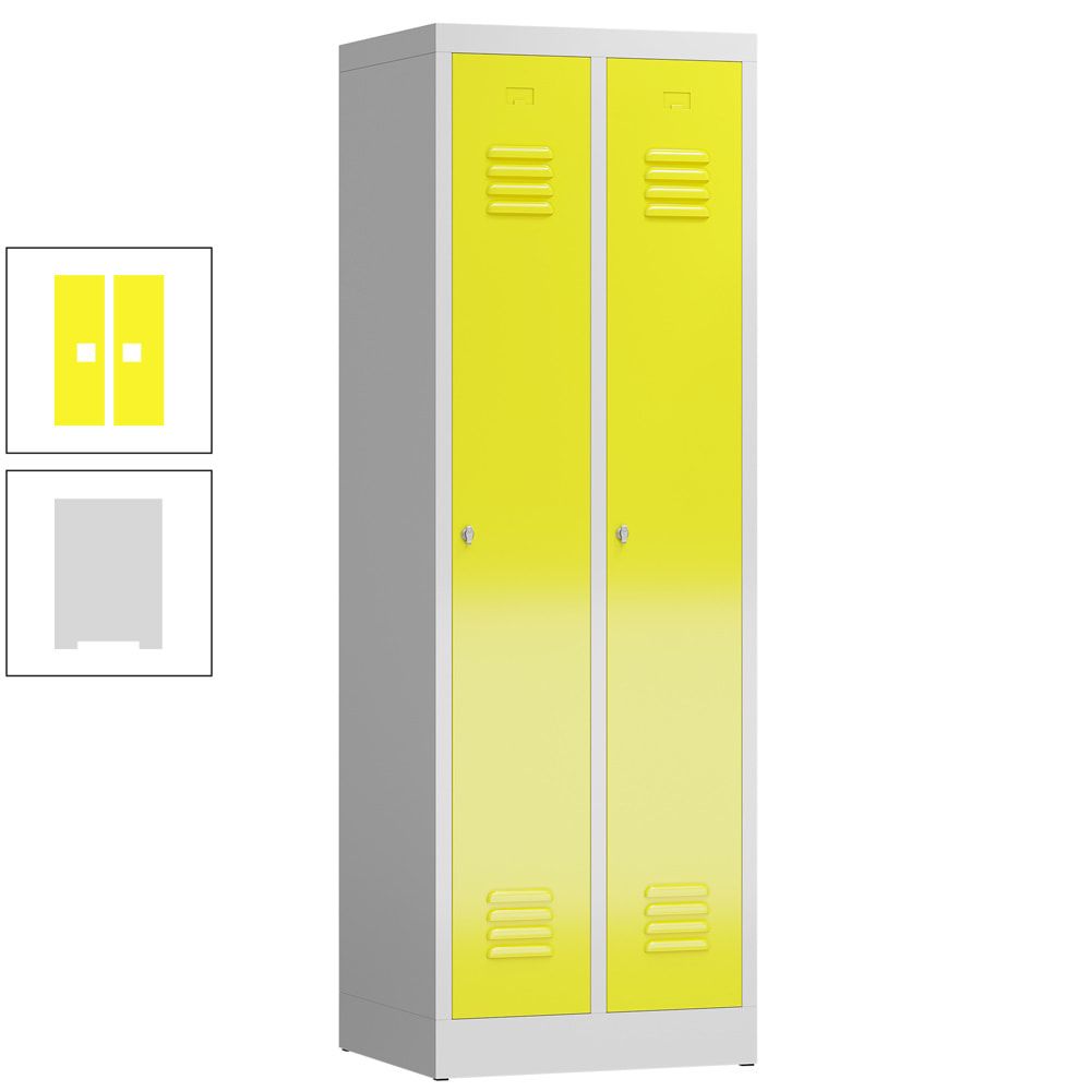 Garderobenschrank, Garderobenspind, 2 Abteile, 1.800 x 590 x 500 mm (HxBxT), Stahl, Drehriegelverschluss, Korpus: lichtgrau, Front: anthrazitgrau