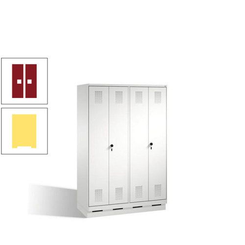 Doppel-Spind, Doppeltüren, Garderobenschrank mit Sockel, 4 Abteile a 300 mm, Korpus anthrazitgrau, Tür anthrazitgrau, 1.800 x 1.200 x 500 mm (HxBxT)