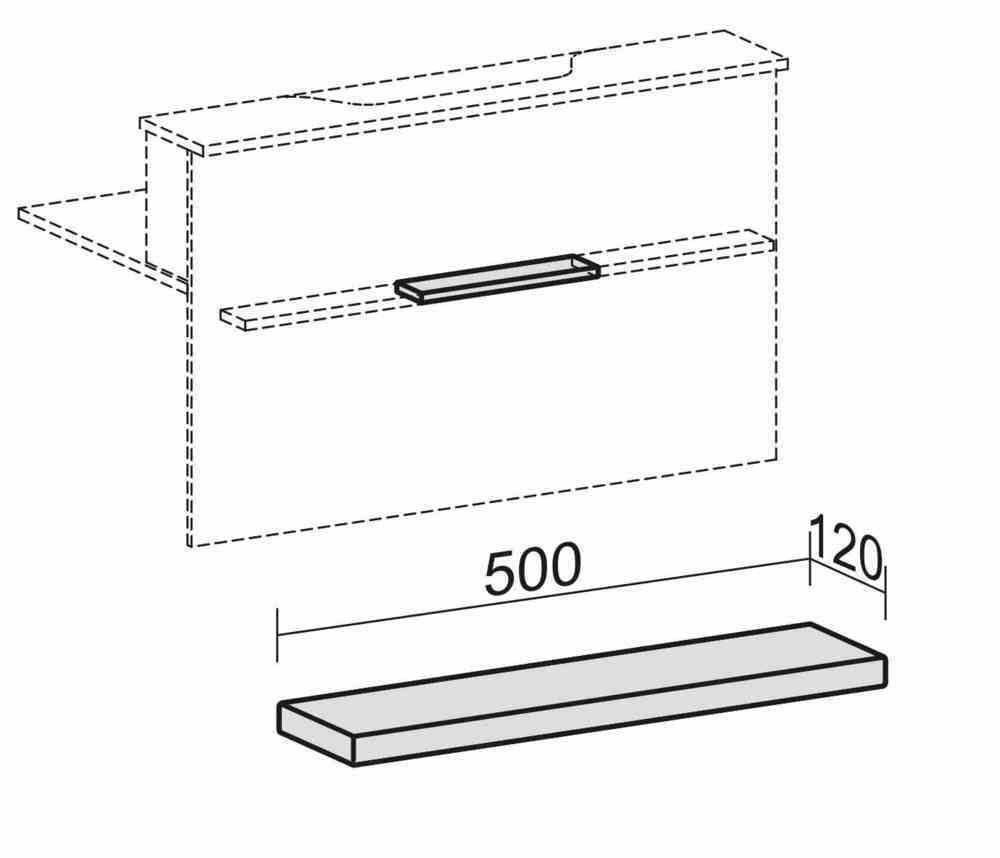 Taschenablage, einzeln oder kombinierbar, Standardposition mittig, links oder rechts, Gewicht 1 kg, 500 x 120 mm (BxT), Dekor Ahorn