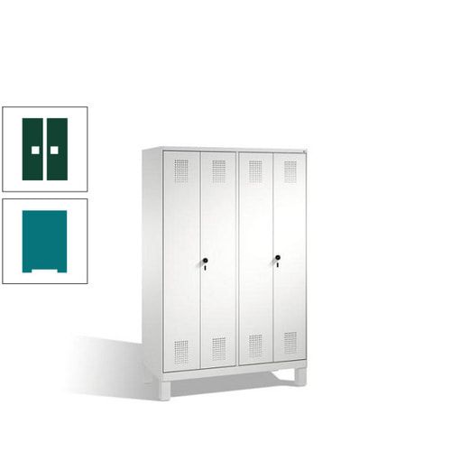 Doppel-Spind, Doppeltüren, Garderobenschrank mit Füßen, 4 Abteile a 300 mm, Korpus anthrazitgrau, Tür anthrazitgrau, 1.850 x 1.200 x 500 mm (HxBxT)