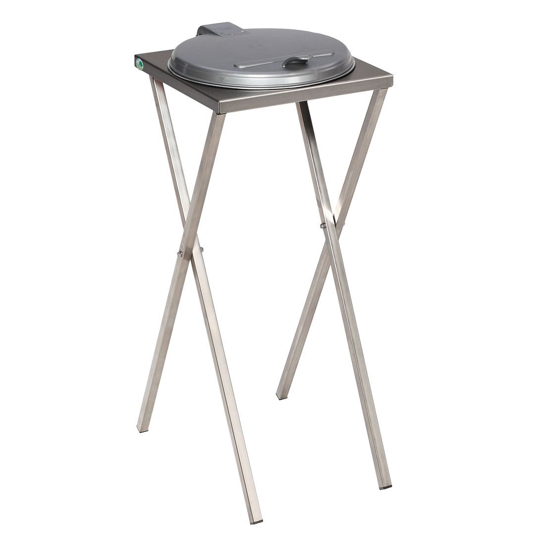 Scherenständer - Abfallsammler mit Klemmring - Volumen 120 l - 900 x 400 x 450 mm (HxBxT) - Edelstahl - blau