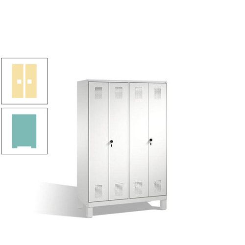 Doppel-Spind, Doppeltüren, Garderobenschrank mit Füßen, 4 Abteile a 300 mm, Korpus anthrazitgrau, Tür anthrazitgrau, 1.850 x 1.200 x 500 mm (HxBxT)