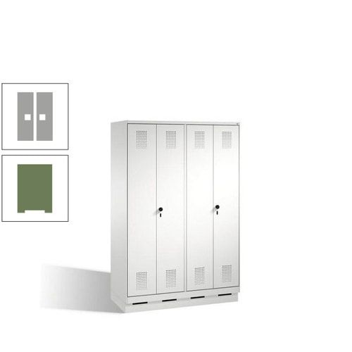 Doppel-Spind, Doppeltüren, Garderobenschrank mit Sockel, 4 Abteile a 300 mm, Korpus anthrazitgrau, Tür anthrazitgrau, 1.800 x 1.200 x 500 mm (HxBxT)
