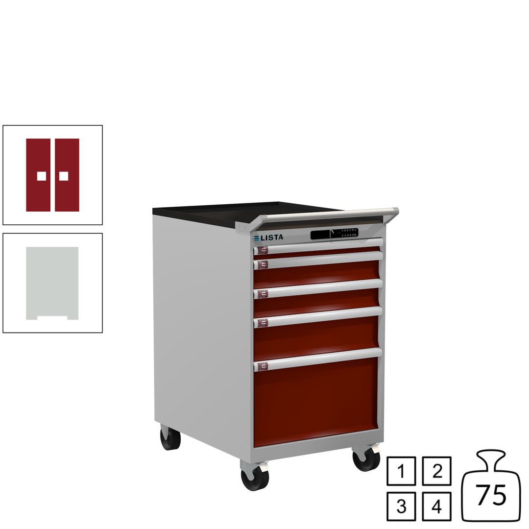Lista Schubladenschrank - 14.374.010 - 990 x 564 x 725 mm (HxBxT) - 5 Schubladen - 75 kg - Key Lock - lichtblau (RAL 5012)