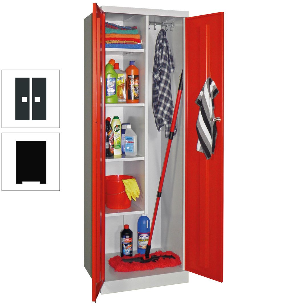 Putzschrank mit Sockel - 1 Abteil mit Trennwand - 1.800x600x500 mm (HxBxT) - Zylinderschloss - anthrazitgrau