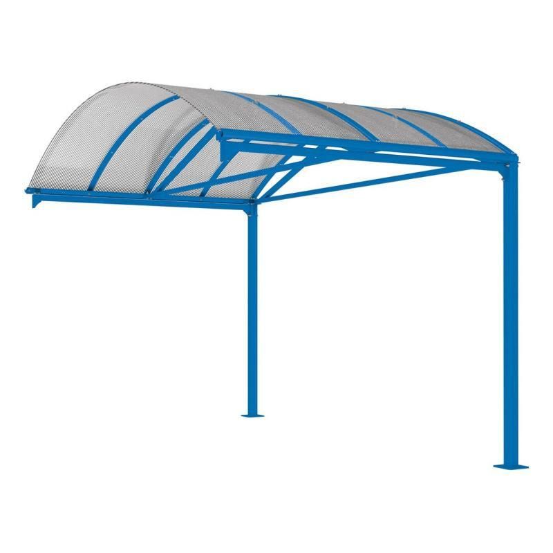 Erweiterung für Fahrradunterstand, Fahrradüberdachung, Unterstand, 5 Zweiräder, Regenrinne, 3.010 x 2.500 x 4.160 mm (HxBxT), Farbe enzianblau