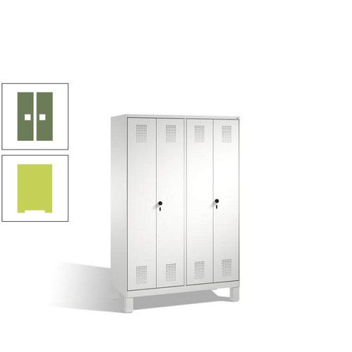 Doppel-Spind, Doppeltüren, Garderobenschrank mit Füßen, 4 Abteile a 300 mm, Korpus anthrazitgrau, Tür anthrazitgrau, 1.850 x 1.200 x 500 mm (HxBxT)