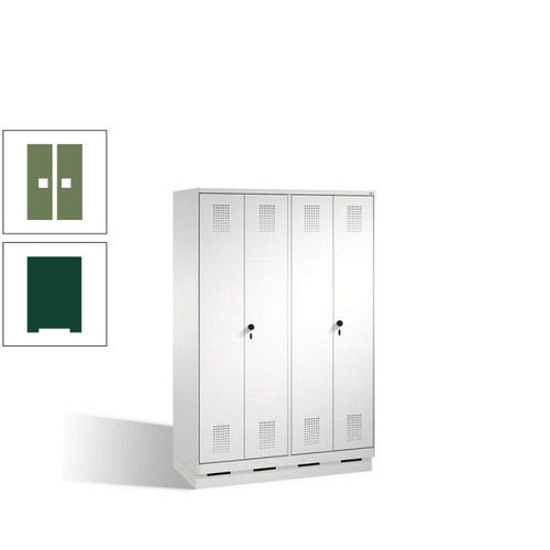 Doppel-Spind, Doppeltüren, Garderobenschrank mit Sockel, 4 Abteile a 300 mm, Korpus anthrazitgrau, Tür anthrazitgrau, 1.800 x 1.200 x 500 mm (HxBxT)