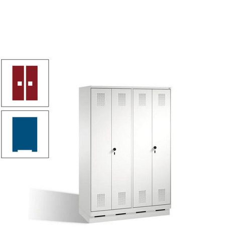 Doppel-Spind, Doppeltüren, Garderobenschrank mit Sockel, 4 Abteile a 300 mm, Korpus anthrazitgrau, Tür anthrazitgrau, 1.800 x 1.200 x 500 mm (HxBxT)