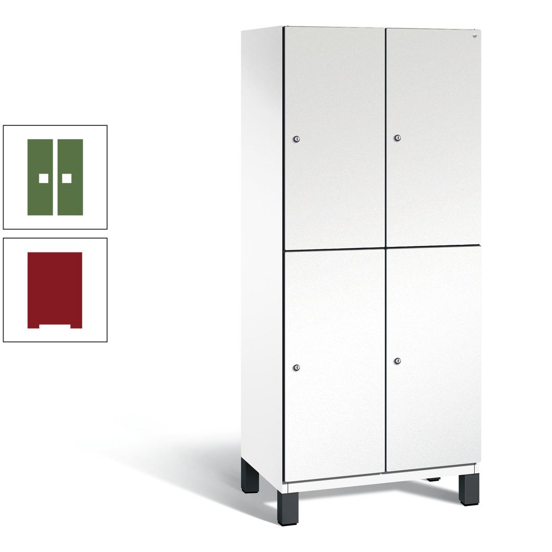 Fächerschrank, Stahlschrank, doppelstöckig, 4 Fächer, Füße, Korpus anthrazitgrau, Tür anthrazitgrau, 1.980 x 800 x 525 mm (HxBxT)