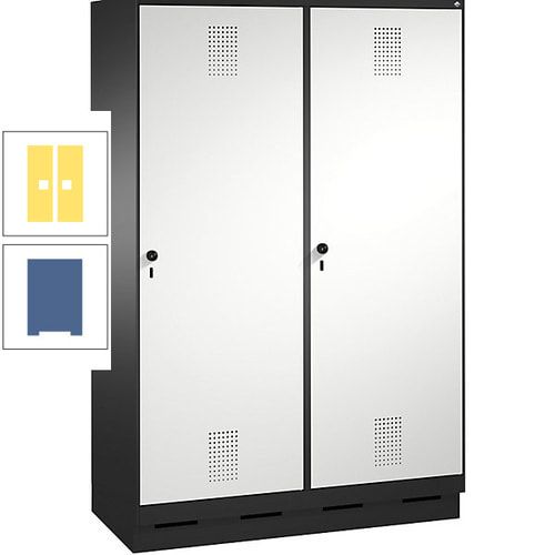 Doppel-Spind, Garderobenschrank, 2 Türen für 4 Abteile a 300 mm, Korpus anthrazitgrau, Türen anthrazitgrau, 1.800 x 1.200 x 500 mm (HxBxT)