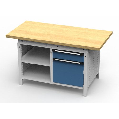 OTTOKIND Werkbank - bündige Arbeitsplatte - 850 x 1.150 x 750 mm (HxBxT) - 1 Schublade - Schrank - 2 Ablageböden - lichtgrau