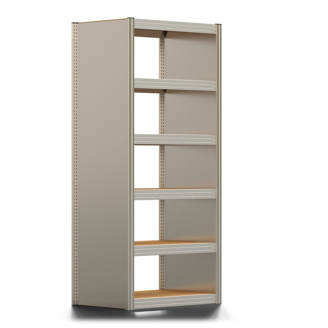 Archivregal mit Holzböden - Seitenwand - 6 Ebenen - 250 kg - 2.075 x 875 x 600 mm (HxBxT) - Anbauregal - verzinkt - Steckregal BERT