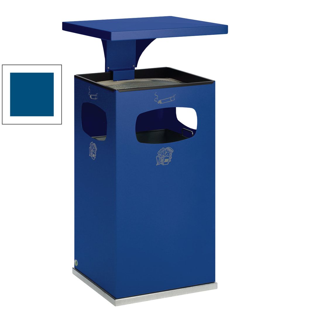 Abfallsammler mit Ascher und Dach - eckig - Volumen 72 l - 955 x 500 x 500 mm (HxBxT) - Antik silber