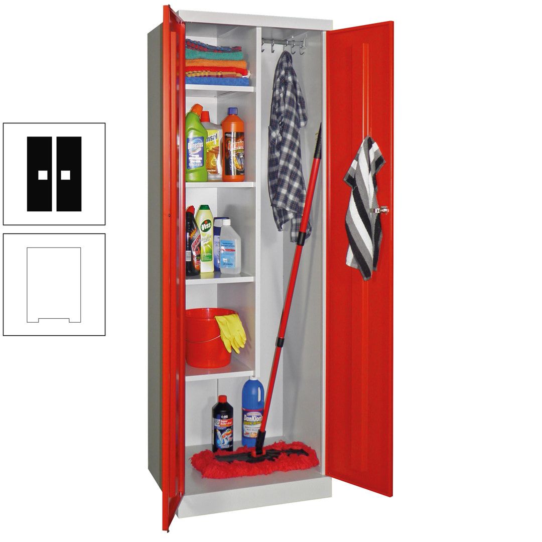 Putzschrank mit Sockel - 1 Abteil mit Trennwand - 1.800x600x500 mm (HxBxT) - Zylinderschloss - anthrazitgrau