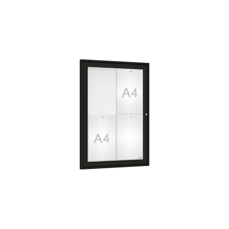 Schaukasten - Einflügeltür - 4xA4 - Hochformat - 750 x 550 x 30 mm (HxBxT) - enzianblau - Infokasten - Präsentationsvitrine