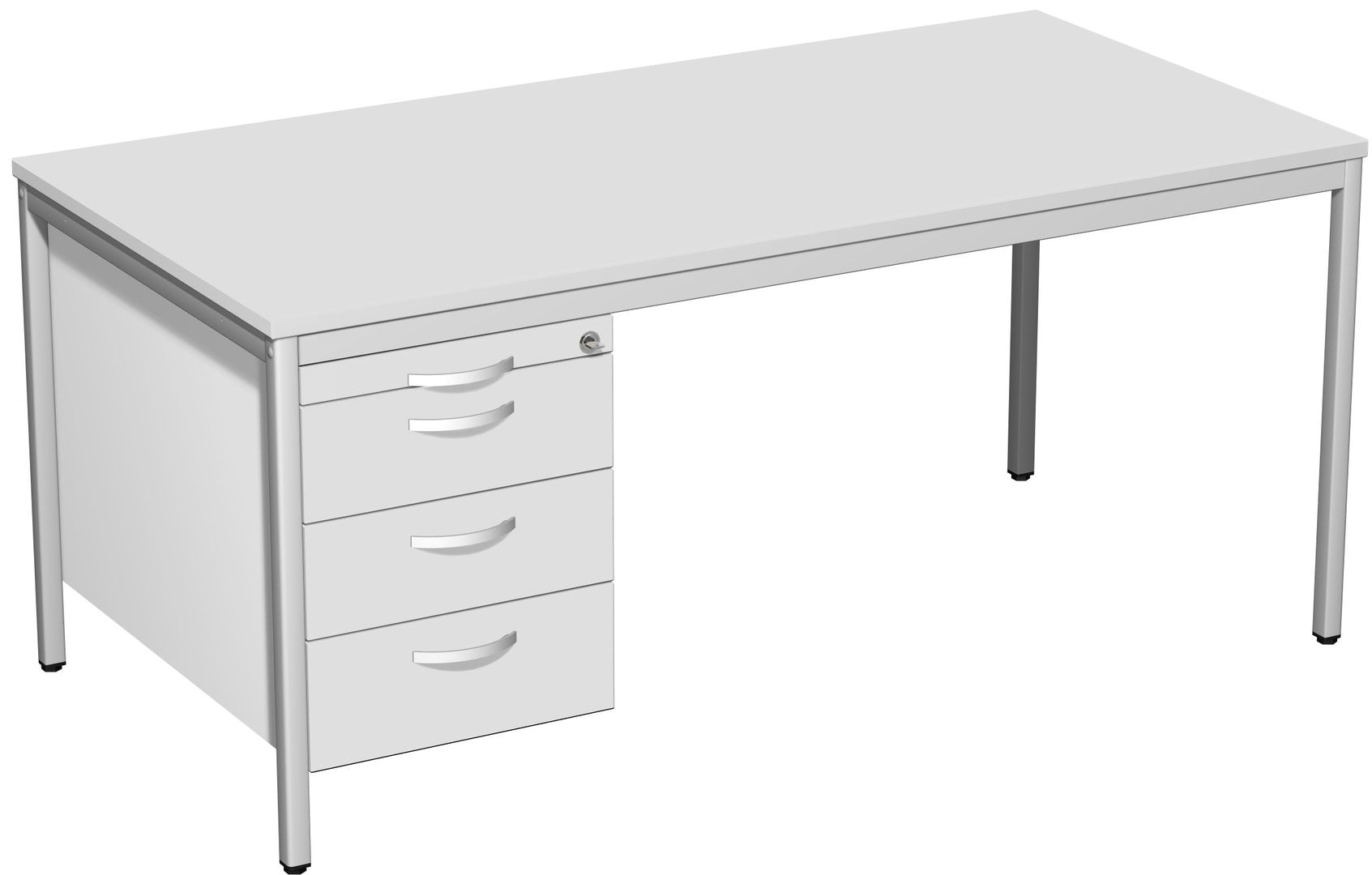 Schreibtisch 4-Fuß Eco - Hängecontainer - 4 Schubfächer - abschließbar - 720 x 1.200 x 800 mm (HxBxT) - Gestell lichtgrau - Ahorn