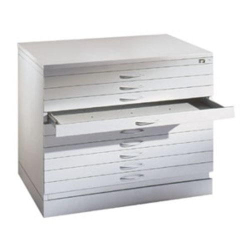 Zeichenschrank, Planschrank, Architektenschrank, Flachablageschrank, DIN A0, 10 Schubladen, Farbe lichtgrau, 760 x 1.350 x 960 mm (HxBxT)