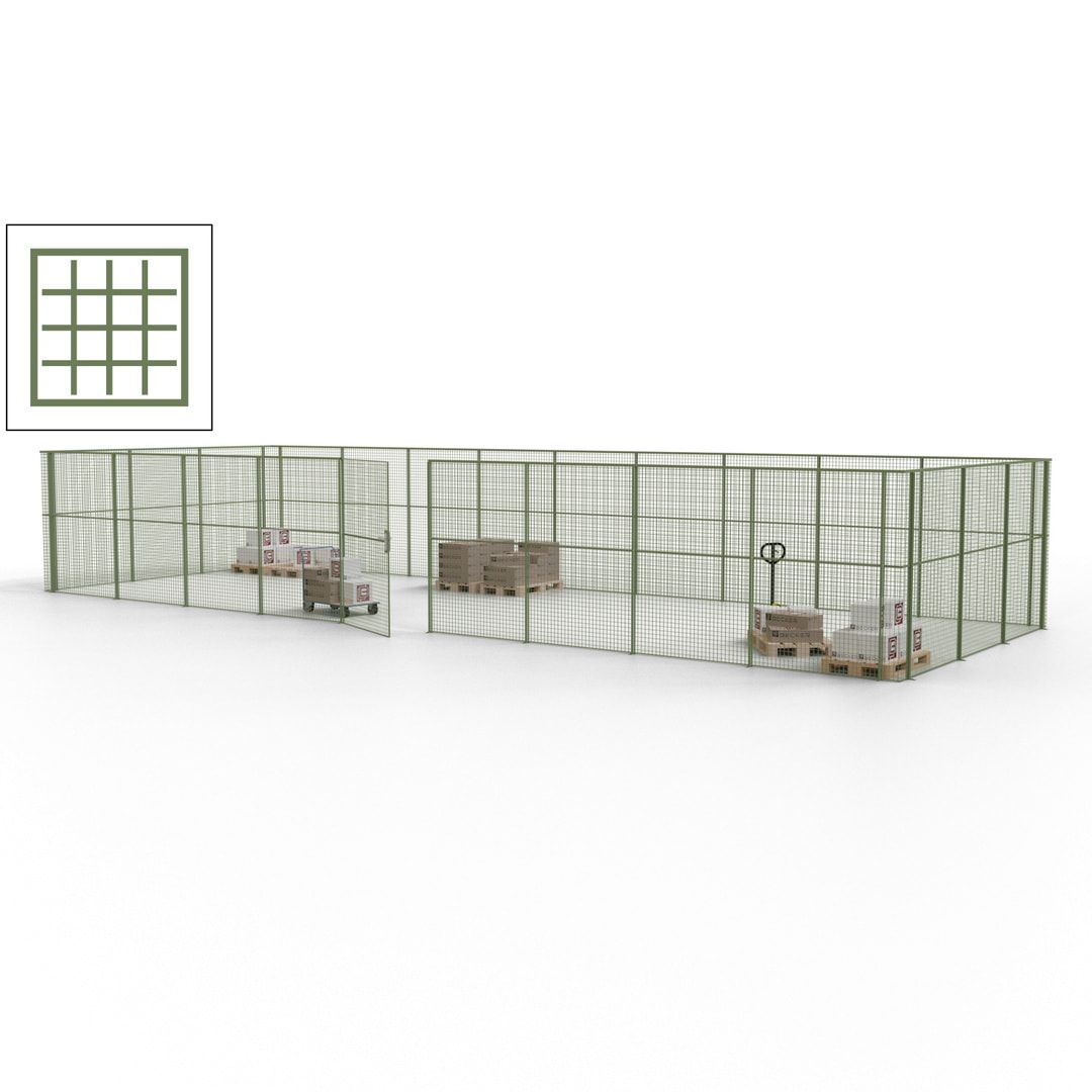 Maschinen Schutzgitter - Hallentrennwand - Sicherheitszaun - Tür - 36 m - 2.200 x 13.900 x 4.900 mm (HxBxT) - enzianblau