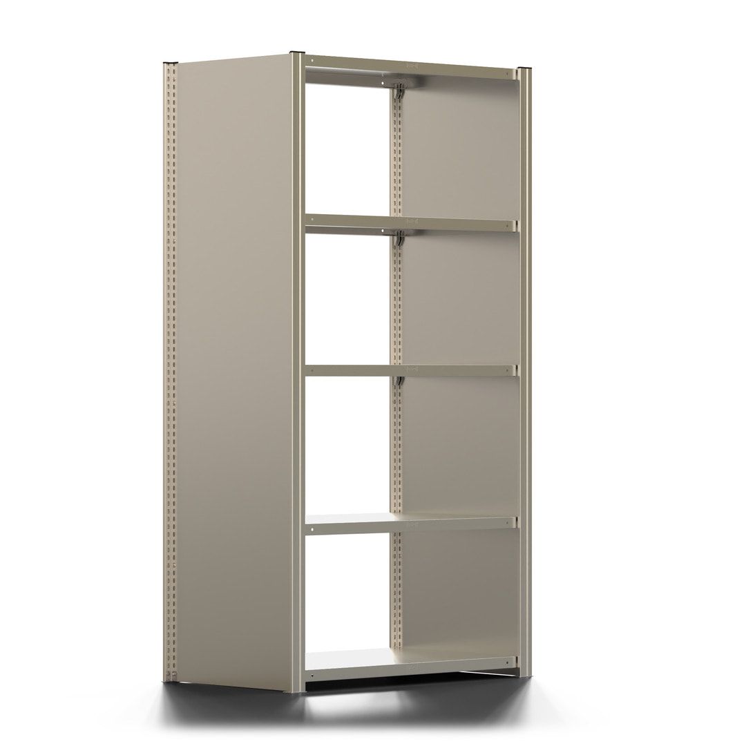 Fachbodenregal mit Seitenwand - 350 kg - 2.000 x 1.005 x 600 mm (HxBxT) - Anbauregal - 5 Böden - verzinkt - Lagerregal - Steckregal - BERT