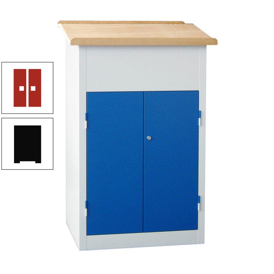 Stehpult mit Schrank - Vollblechtür - Zylinderschloss - 2 Böden - 1.200 x 700 x 600 mm (HxBxT) - anthrazitgrau
