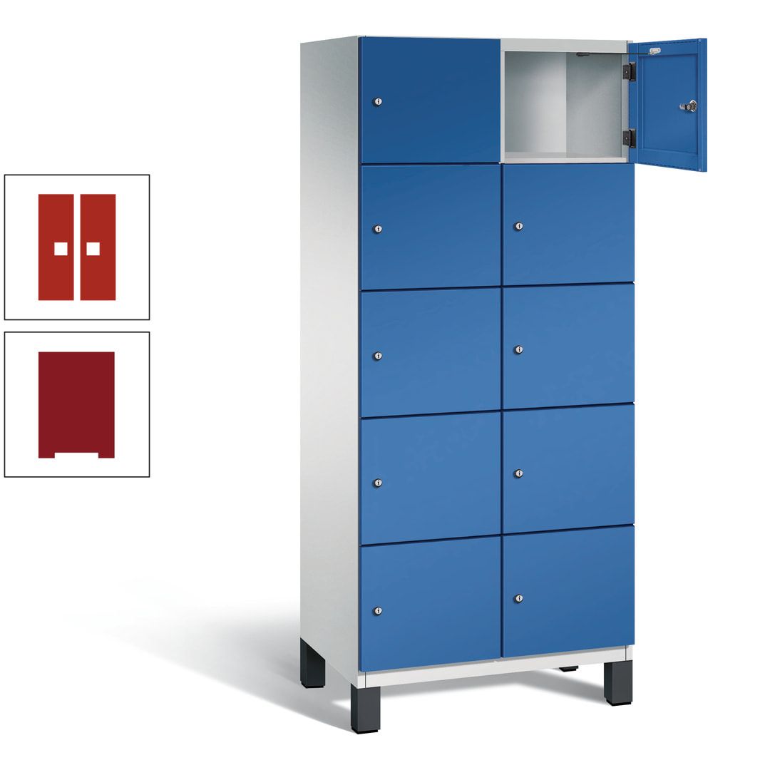 Fächerschrank, Stahlschrank, 10 Fächer, Türöffnungsbegrenzer, Füße, 1.980 x 800 x 525 mm (HxBxT), Korpus anthrazitgrau, Front anthrazitgrau