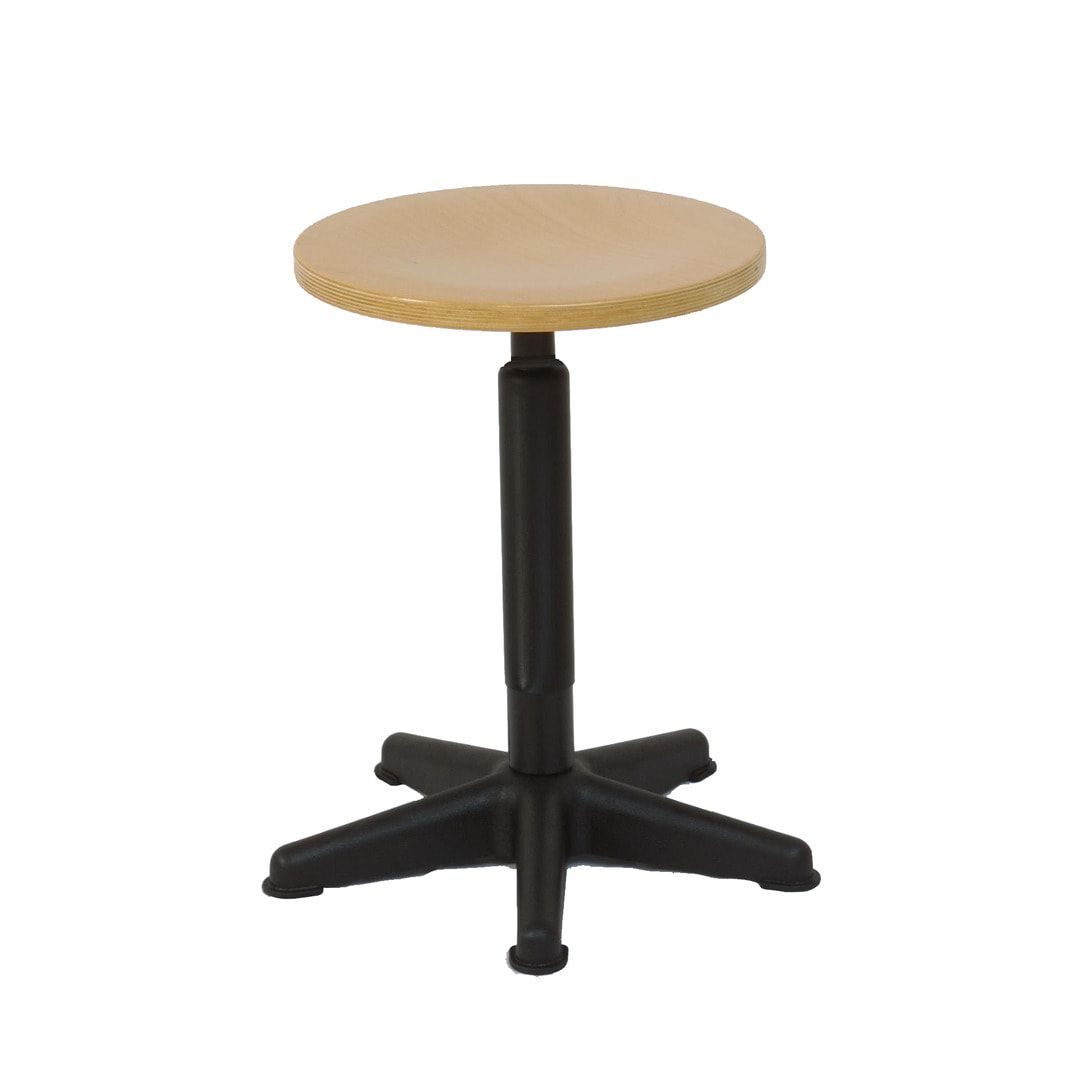 Arbeitshocker mit platzsparendem Fußkreuz - Sicherheitsgasfeder - Sitzhöhe 450 - 640 mm - Buche
